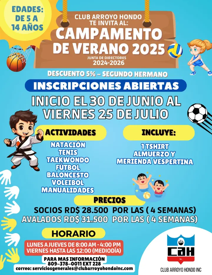 Afiche del campamento de verano.